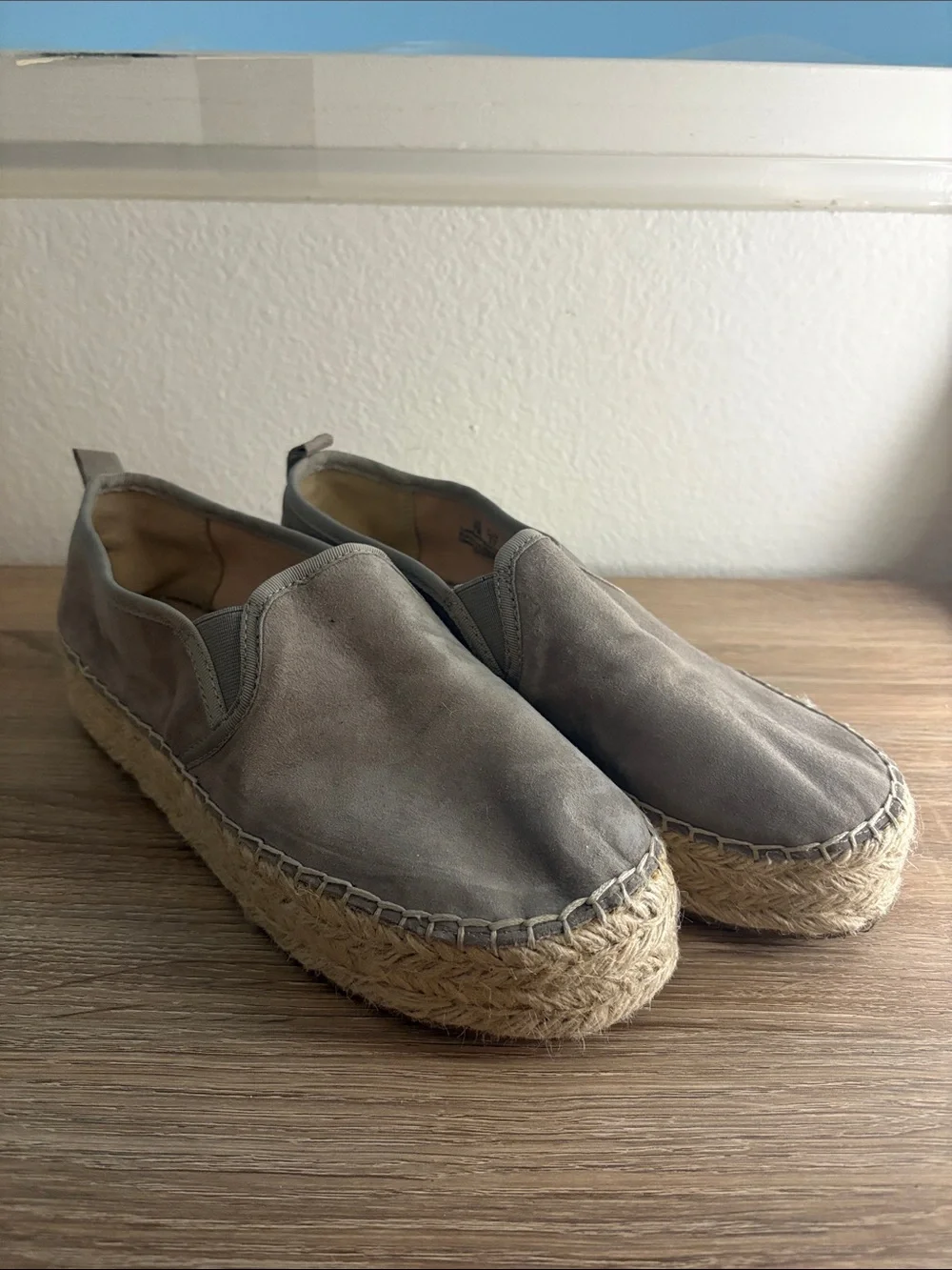 Sam Edelman Taupe Suede Espadrille Platform Slip-On Shoes